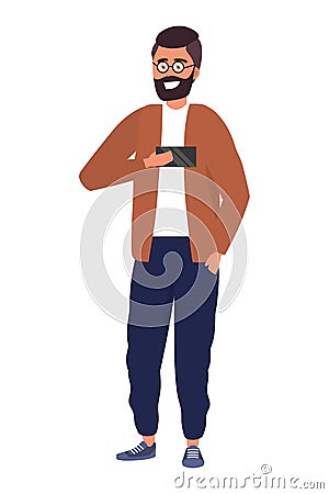 Millennial person stylish outfit isolated Vector Illustration