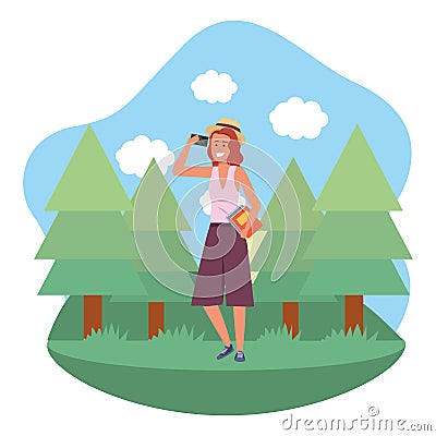 Millennial student outdoors using smartphone background frame Vector Illustration