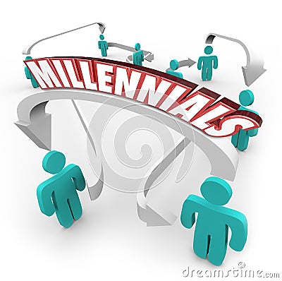 Millennials People Connected Arrows Young Youth Generation Stock Photo
