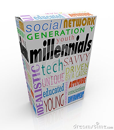 Millennials Product Box Package Youth Generation Y Marketing Stock Photo