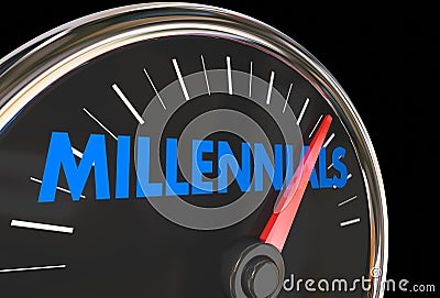 Millennials Speedometer Young Demographic Group Stock Photo