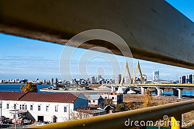 Millennium bridge in Kazan, crossing the river Kazanka. Stock Photo