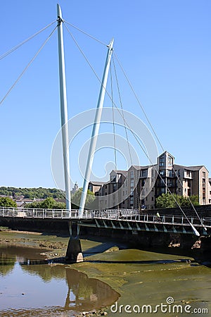 Millennium bridge over River Lune, Lancaster Editorial Stock Photo