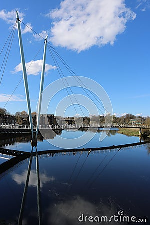 Millennium Bridge over River Lune at Lancaster Editorial Stock Photo