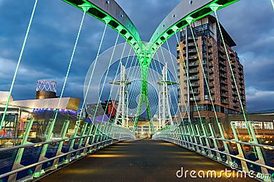 Millennium Bridge -Salford, Greater Manchester, England. Editorial Stock Photo