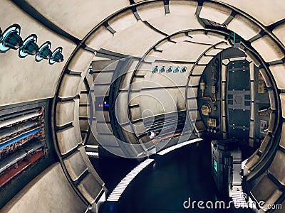 Millennium Falcon: Smugglers Run - Galaxy`s Edge, Disneyland Editorial Stock Photo