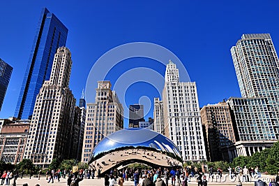 Millennium park and city buildings, Chicago Editorial Stock Photo