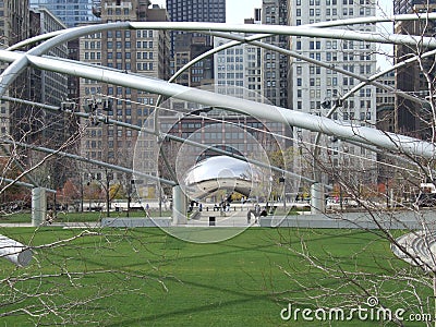 Millennium Park and Cloud Gate Sculpture Editorial Stock Photo