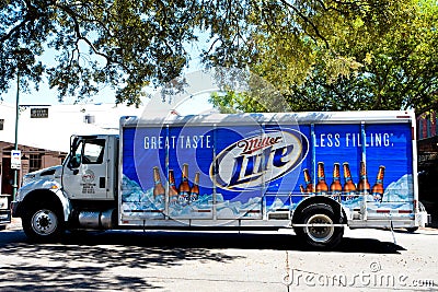 Miller Lite delivery truck Editorial Stock Photo