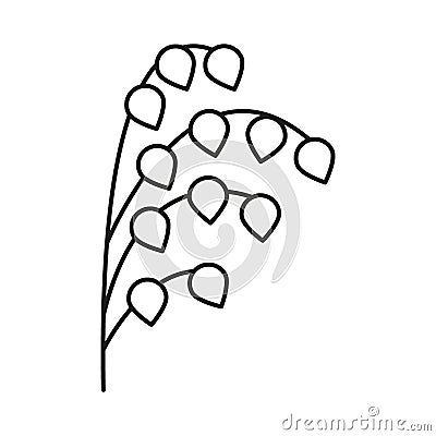 Millet grain plant, line art icon. Linear sketch, outline spica plant for agriculture, cereal products, porridge. Vector Vector Illustration