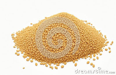 Millet groats over white background Stock Photo