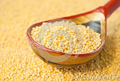 Millet in hohloma spoon Stock Photo