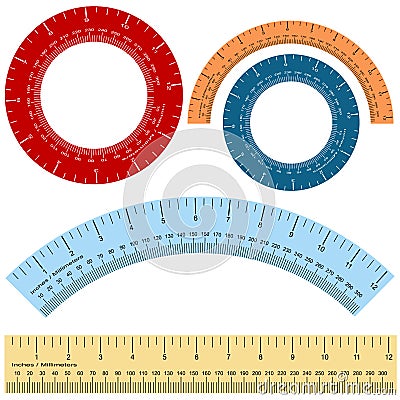 Millimeter Inches Ruler Shape Set Vector Illustration