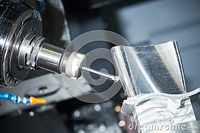 Milling cutting process. CNC metalwork machining by mill cutter Stock Photo