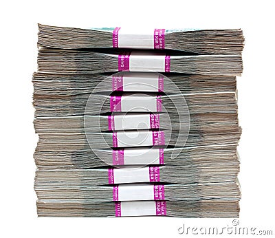 Million rubles - stack of bills in packs Stock Photo