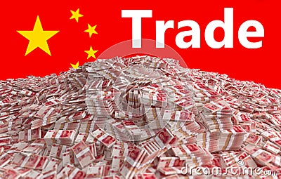 Millions of Yuan - Pile of chinese Money Stock Photo