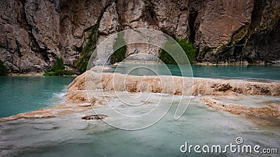 The stunning natural turquoise Millpu Lagoons. Ayacucho, Peru Stock Photo