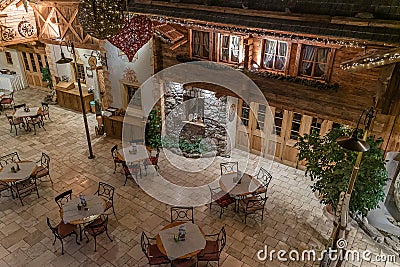 Food court of Trofana Tyrol in Mils Editorial Stock Photo