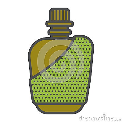 Miltary flask or cantern fo water or alcohol. Useful for jorney, nature leasure and adventures. Camping, hiking, trakking icon. Vector Illustration