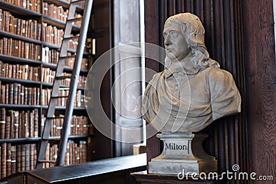 Milton bust in Trinity College Editorial Stock Photo