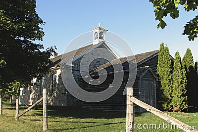 Local church in the farmer community with wooden fences Editorial Stock Photo