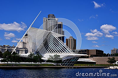 Milwaukee Lakefront with the art museum in view Editorial Stock Photo
