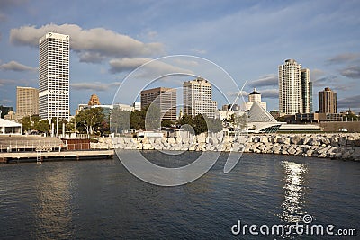 Milwaukee seen from Lakefront Stock Photo