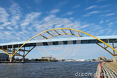 Milwaukee, Wisconsin Harbor Bridge Entrance Stock Photo