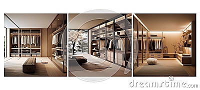 mimal zen minimalism walk in closet interior design ai generated Cartoon Illustration