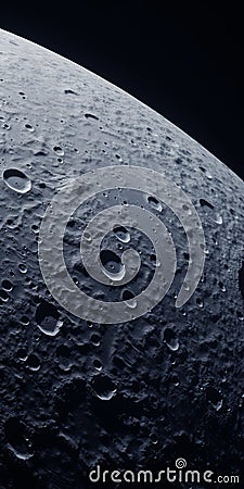 Mysterious Hyperrealistic Close-up Of The Moon In Hard Surface Modeling Style Stock Photo