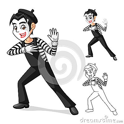 Mime Artist Perform Body Motions Cartoon Character Vector Illustration