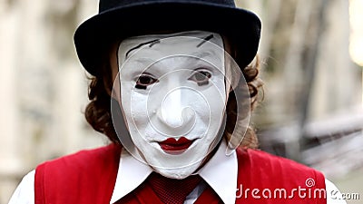 Mime clown. MIME smiling at the camera Mime clown. MIME smiling at the camera