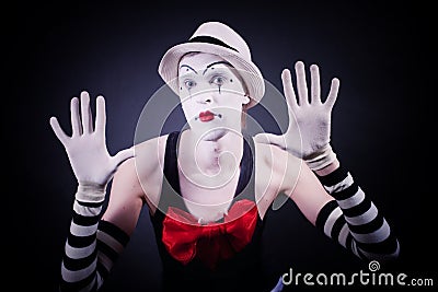 Mime with red bow Stock Photo