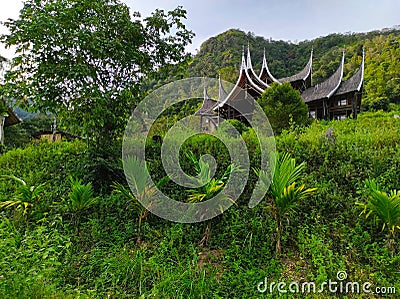 Minangkabau traditional house in the mountains Stock Photo