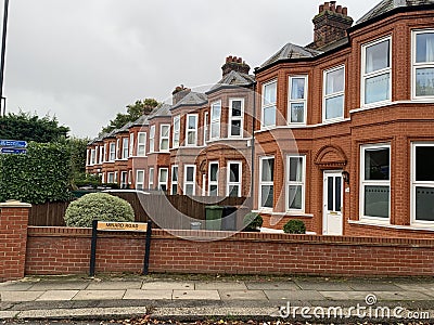 Minard road in South East London with typical houses, Lewisham borough Editorial Stock Photo