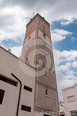 Minaret of the Great Mosque in downtown Agadir Stock Photo