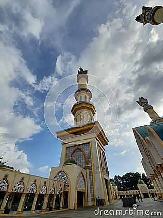 The minaret of the Islamic Center mosque in Mataram city, Lombok island, Indonesia Stock Photo