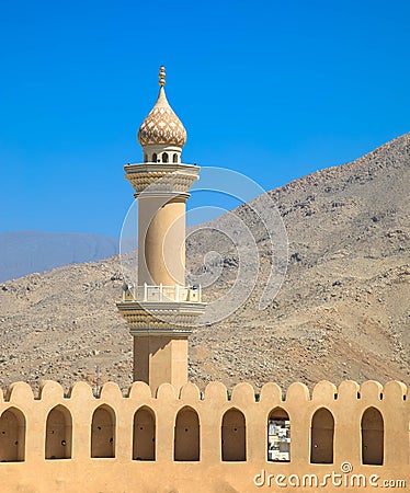 Minaret in Nizwa, Sultanate of Oman Stock Photo