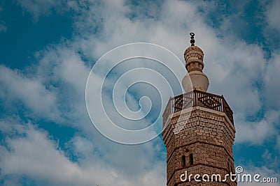 Minaret of old mosque in the historical city of Jeddah Stock Photo