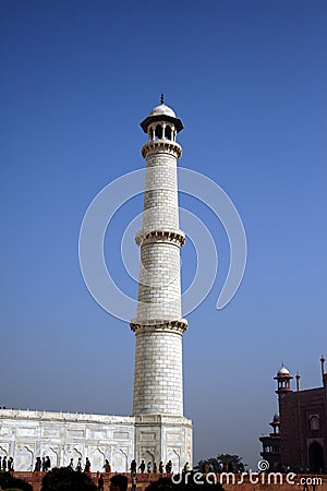 Minaret at the Taj Mahal, Agra Stock Photo