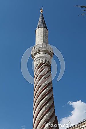 The Minaret of Uc Serefeli Mosque, Edirne. Stock Photo