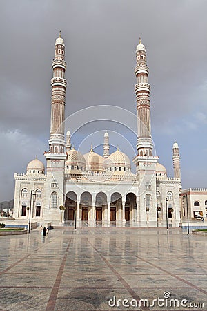 Minarets of Al Saleh Mosque in Sanaa, Yemen Stock Photo