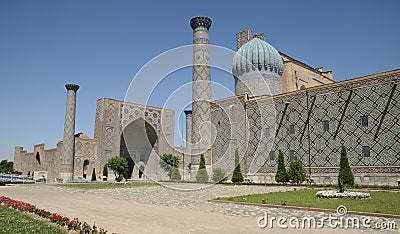 Minarets of Registan, Samarkand Stock Photo