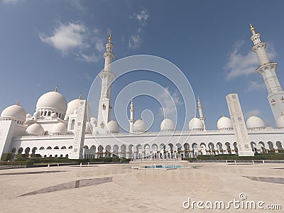 Minarets of Sheikh Zayed Grand Mosque at Morning in Abu Dhabi Stock Photo