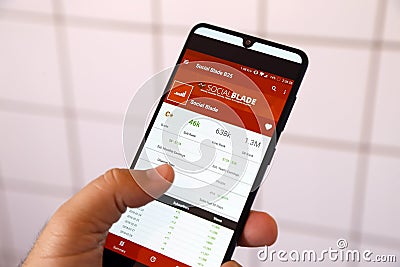 Social Blade logo on mobile screen Editorial Stock Photo