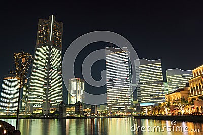 Minatomirai 21 area in the twilight in Yokohama, Japan Editorial Stock Photo