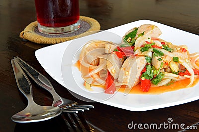 The mince pork spicy salad,Thai food Stock Photo