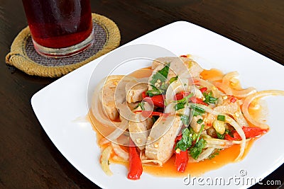 The mince pork spicy salad,Thai food Stock Photo