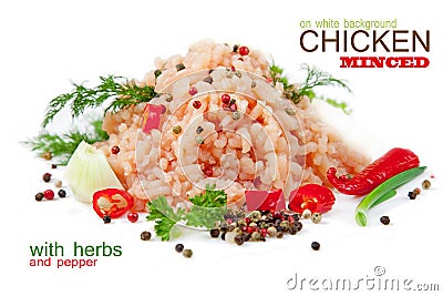 Minced chicken meat on a white background Stock Photo