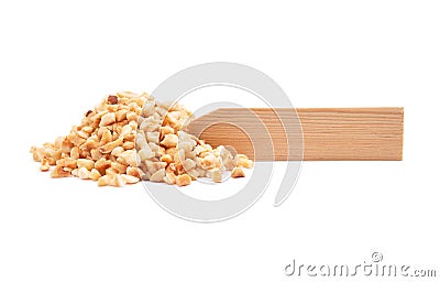 Minced hazelnuts at plate Stock Photo